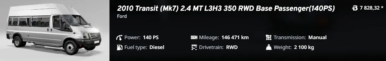 Ford Transit Mk7 2006-2014+Career Mod